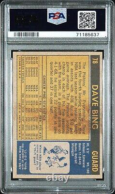1971 Topps Dave Bing Signed PSA 6 Auto 10 Pistons #78 POP 3 HOF NBA TOP 50