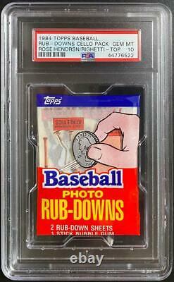 1984 Topps Rub Downs Baseball Cello Pack Rickey Henderson On Top Psa 10