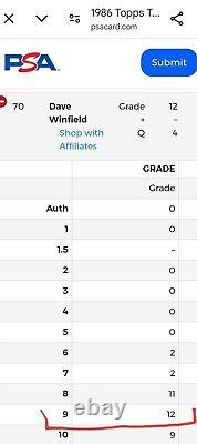 1986 TIFFANY #70 DAVE WINFIELD? PSA 9? (Pop. 12)? Super RARE Topps