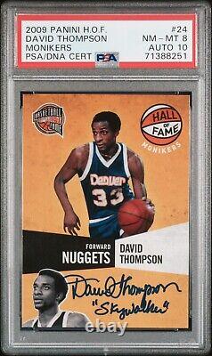 2009-10 Panini Hall of Fame Monikers #24 David Thompson PSA 8 AUTO 10 Nuggets