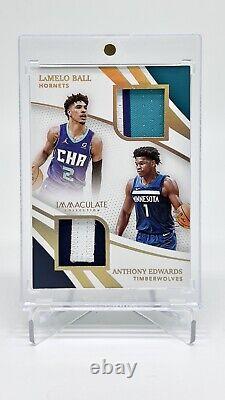 2020-21 Immaculate RC Prime Patches Lamelo Ball Anthony Edwards #d 3/10 Gold