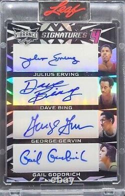 2023 Vibrance Julius Erving Dave Bing George Gervin Gail Goodrich Quad Auto /4