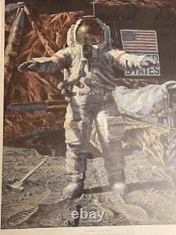 Alan Bean Signed Print THE HAMMER AND THE FEATHER Co Signed By Dave Scott