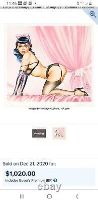 Bettie Page / Betties's Boudoir by Dave Stevens 1986 Signed Numbered 18 x 18