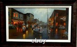 Dave Barnhouse Here they Come Harley Motorcycle Canvas Print S/N Framed