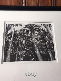 Dave Bruner Wind In The Palms Limited Edition Wood Block Ink Hand-printed Art