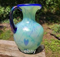 Dave Fetty Fenton Hanging Hearts Willow Green Limited Edition Pitcher 9 Inch