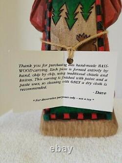 Dave Francis Wood Moose Quilt Santa Claus Carving Signed Hand Made Christmas
