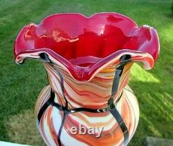 FENTON ART GLASS DAVE FETTY ORIGINAL OOAK SIGNED Dave Fetty 03 Vase 11H