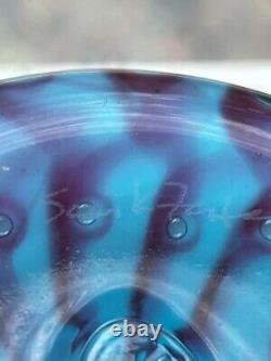 FENTON GLASS DAVE FETTY Controlled Bubbles 8 Cased Glass Vase Scott & Mike Sign