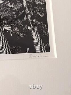 Famous Artist Dave Bruner Limited Wood Block Ink Hand Printed Art Wind In Palms