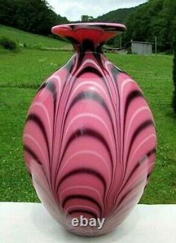 Fenton 1975 Robert Barber-Dave Fetty HYACINTH FEATHER 12.5 Vase #232/450
