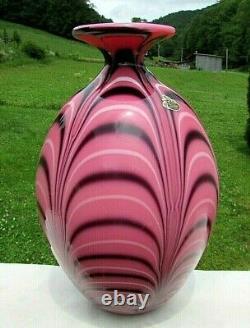 Fenton 1975 Robert Barber-Dave Fetty HYACINTH FEATHER 12.5 Vase #232/450