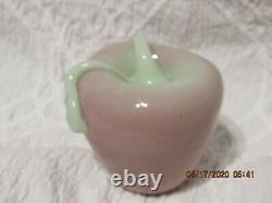 Fenton Art Glass Dave Fetty 2000 Light Pink/green Apple Paperweight Signed