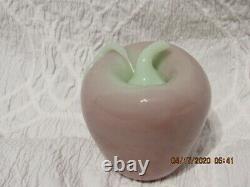 Fenton Art Glass Dave Fetty 2000 Light Pink/green Apple Paperweight Signed