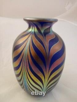 Fenton Art Glass FAVRENE FEATHERS Pulled Feather DAVE FETTY VASE Limited