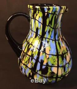 Fenton Art Glass Hand Signed Dave Fetty Black Mosaic Pitcher LIMITED Dated 07
