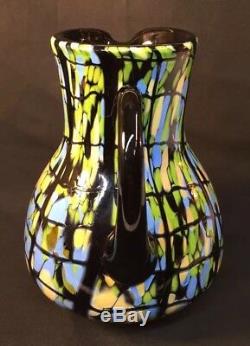 Fenton Art Glass Hand Signed Dave Fetty Black Mosaic Pitcher LIMITED Dated 07