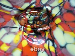 Fenton Dave Fetty 9 Mosaic Vase Orange Yellow Iridescence
