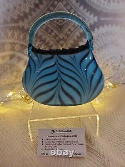 Fenton Dave Fetty Limited Edition Blue Ada's Feathered Purse Vase #5035 K8