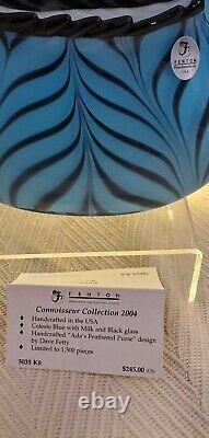 Fenton Dave Fetty Limited Edition Blue Ada's Feathered Purse Vase #5035 K8