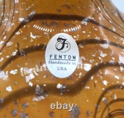 Fenton Dave Fetty Limited edition Cut Flower Vase Yellow orange w Mica flakes
