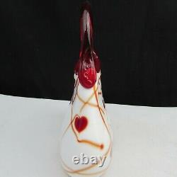 Fenton Dave Fetty White with Red Hanging Hearts and Vines Purse W53