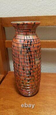 Fenton Glass Art Dave Fetty Limited Edition Orange Circumthread Vase #8973 54