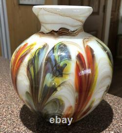Fenton Glass Dave Fetty Pulled Feather Vase Limited To 850