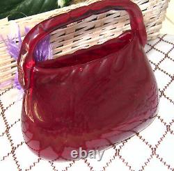 Fenton Ruby PURSE Figure Circa 2005 Personally made by DAVE FETTY & SIGNED