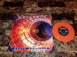 Megadeth Rare Band Signed Vinyl Record Super Collider Dave Mustaine Ellefson COA