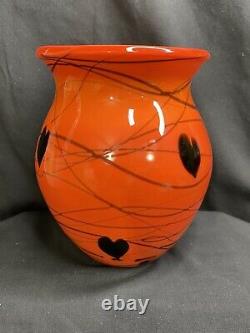 Rare 1975 Fenton Dave Fetty Bittersweet 197/750 Hanging Hearts Vase Signed