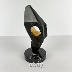 Vintage Metal Art Sculpture Abstract Marble Dave Scheuner 1994 7in Desk Small