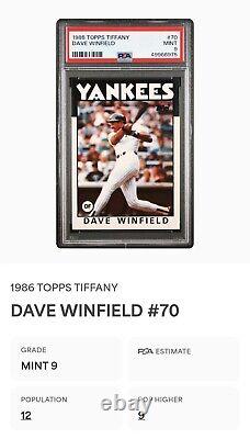 1986 TIFFANY #70 DAVE WINFIELD? PSA 9? (Pop. 12)? Super RARE Topps