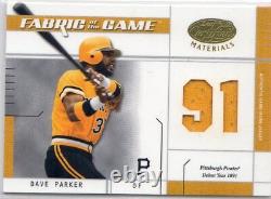 2003 (PIRATES) Matériaux certifiés Tissu du jeu #128DY Dave Parker DY/1