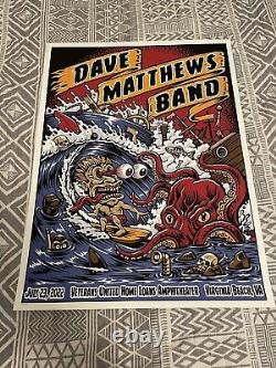 Affiche de tournée Dave Matthews Band édition limitée et numérotée VA Beach 2022