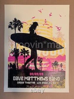 Affiche signée de Dave Matthews Band LOS ANGELES CA GREEK THEATRE 2009 et numérotée #47/500