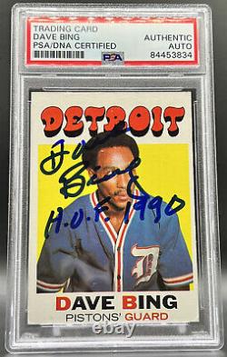 Carte Pistons Dave Bing PSA/DNA HOF 1990 avec inscription autographe 1971-72 Topps #78