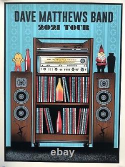Dave Matthews Visite Du Band Poster 2021 Concert Dmb Édition Limitée Variante Bleue