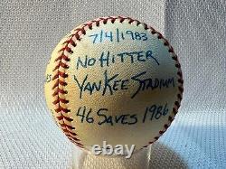 Dave Righetti New York Yankees a signé chaque statistique édition limitée de baseball JSA