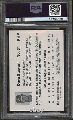Dave Stewart 1984 The Jarvis Press Inc Texas Rangers #31 Psa 9 Mint! Rare Pop 2<br/><br/> Dave Stewart 1984 The Jarvis Press Inc Texas Rangers #31 Psa 9 Menthe! Rare Pop 2