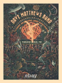 Dmb Dave Matthews Band Virginia Beach Va Luke Martin Foil Affiche Signée