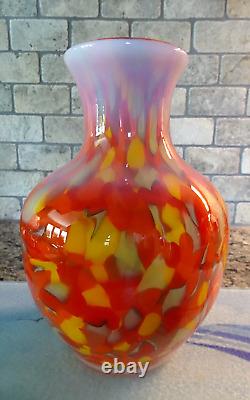 Édition limitée Vase en verre Fenton DAVE FETTY Myriad Mist Mosaic Spatter #148/750
