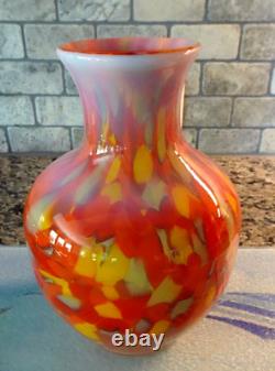 Édition limitée Vase en verre Fenton DAVE FETTY Myriad Mist Mosaic Spatter #148/750