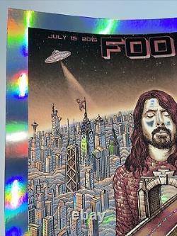 Emek Foo Fighters Citi Field Nyc Rare Foil Variante Affiche Imprimer 2015 Dave Grohl