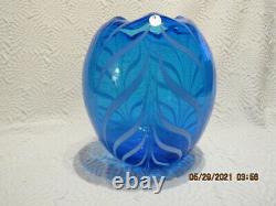 Fenton Art Glass 1975 Dave Fetty Blue Casscade Vase Le# 332/700-dave Fetty