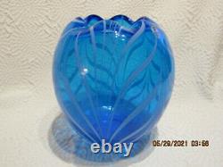 Fenton Art Glass 1975 Dave Fetty Blue Casscade Vase Le# 332/700-dave Fetty