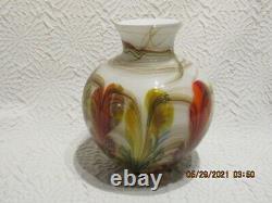 Fenton Art Glass Dave Fetty 2007 Plumes 7 Vase Limitée À 850 Pièces