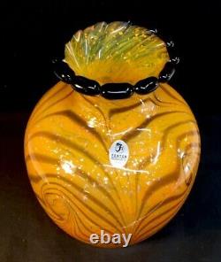 Fenton Art Glass Dave Fetty Cut Flowers Hand Blown Vase Limited Edition