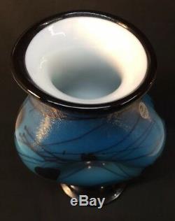 Fenton Art Glass Dave Fetty Vase Soufflé À La Bouche Double Coeurs Suspendus Limité À 250